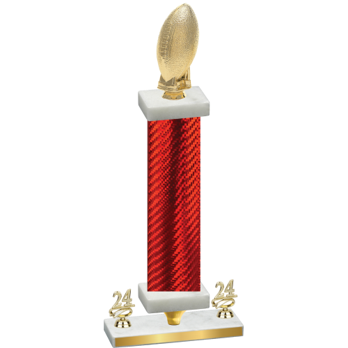 Premium Single Red Carbon Fiber Year Football Trophy