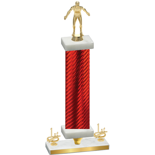 Premium Single Red Carbon Fiber First Place Wrestling Trophy