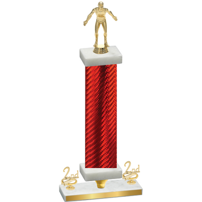 Premium Single Red Carbon Fiber Second Place Wrestling Trophy