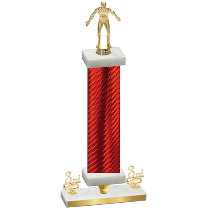 Premium Single Red Carbon Fiber Third Place Wrestling Trophy