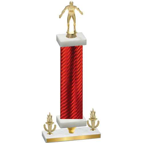 Premium Single Red Carbon Fiber Victory Wrestling Trophy