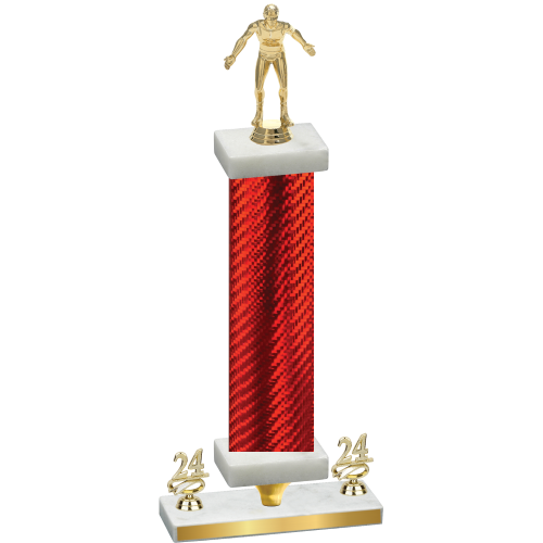 Premium Single Red Carbon Fiber Year Wrestling Trophy