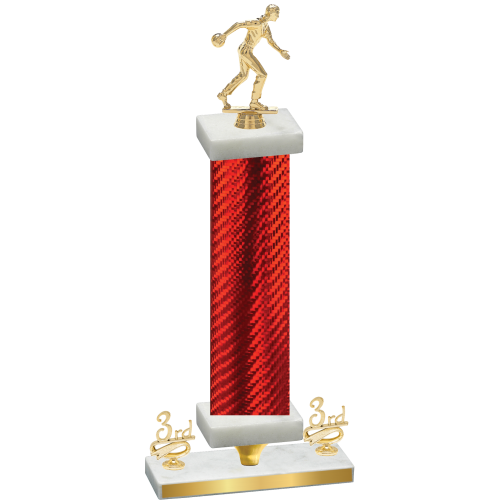 Premium Single Red Carbon Fiber Third Place Bowling Trophy