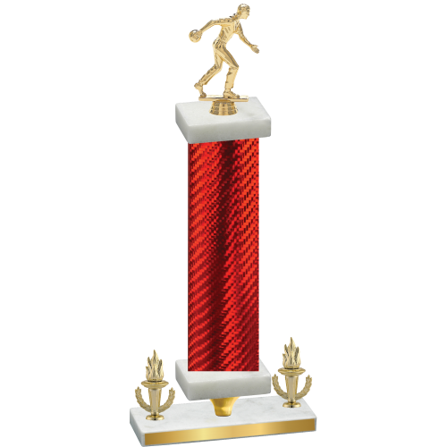 Premium Single Red Carbon Fiber Victory Bowling Trophy