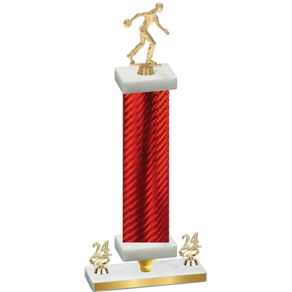 Premium Single Red Carbon Fiber Year Bowling Trophy