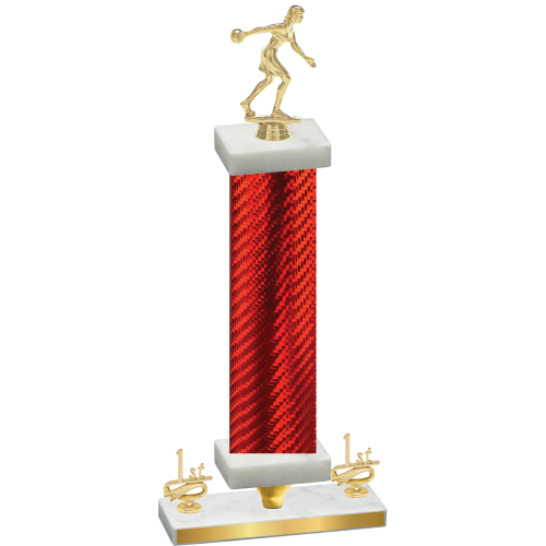 Premium Single Red Carbon Fiber First Place Bowling Trophy