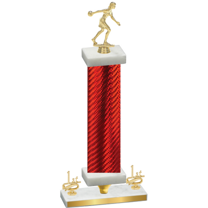 Premium Single Red Carbon Fiber First Place Bowling Trophy