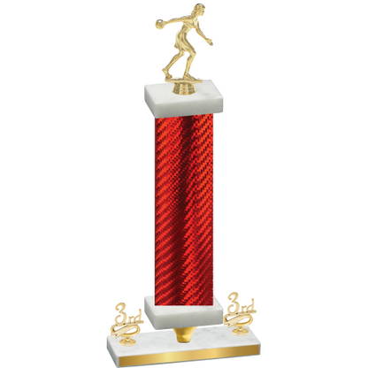 Premium Single Red Carbon Fiber Third Place Bowling Trophy