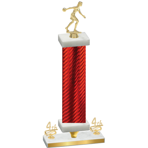 Premium Single Red Carbon Fiber Fourth Place Bowling Trophy