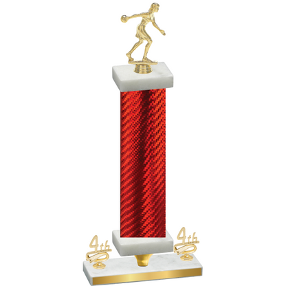 Premium Single Red Carbon Fiber Fourth Place Bowling Trophy