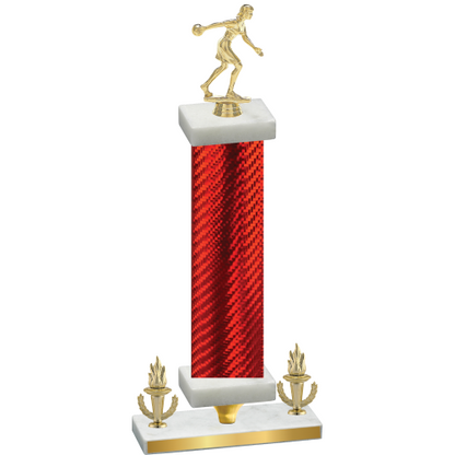 Premium Single Red Carbon Fiber Victory Bowling Trophy