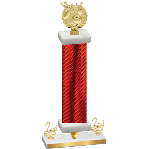 Premium Single Red Carbon Fiber Second Place Bowling Trophy