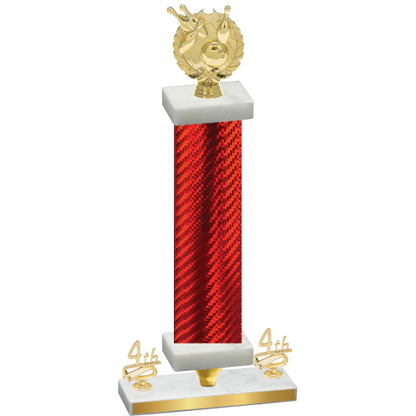 Premium Single Red Carbon Fiber Fourth Place Bowling Trophy