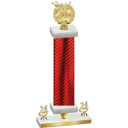 Premium Single Red Carbon Fiber Year Bowling Trophy