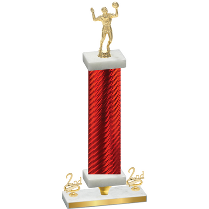 Premium Single Red Carbon Fiber Second Place Volleyball Trophy