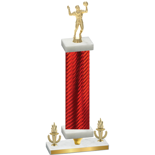 Premium Single Red Carbon Fiber Victory Volleyball Trophy