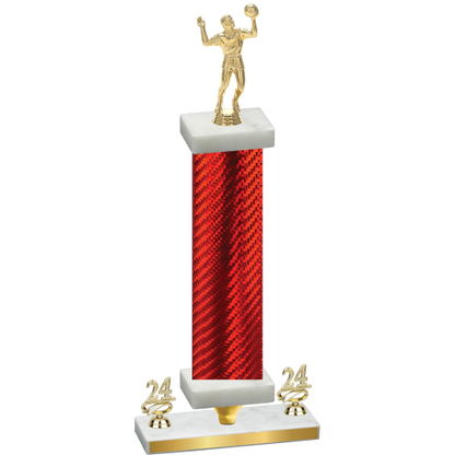 Premium Single Red Carbon Fiber Year Volleyball Trophy