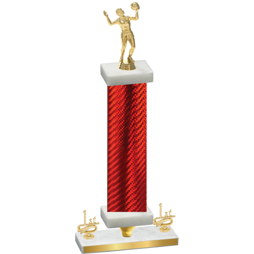 Premium Single Red Carbon Fiber First Place Volleyball Trophy