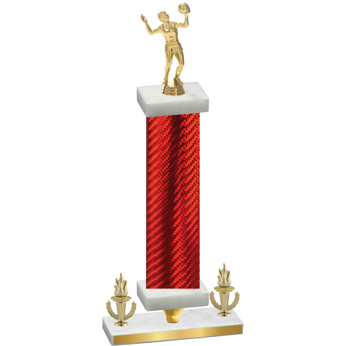 Premium Single Red Carbon Fiber Victory Volleyball Trophy