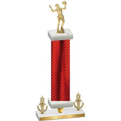 Premium Single Red Carbon Fiber Victory Volleyball Trophy