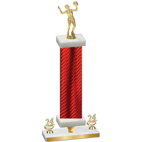 Premium Single Red Carbon Fiber Year Volleyball Trophy