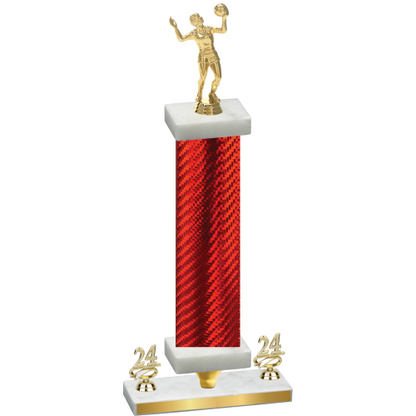 Premium Single Red Carbon Fiber Year Volleyball Trophy