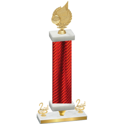 Premium Single Red Carbon Fiber Second Place Volleyball Trophy