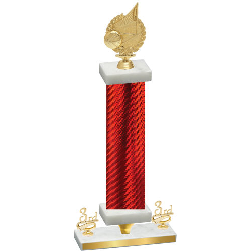 Premium Single Red Carbon Fiber Third Place Volleyball Trophy