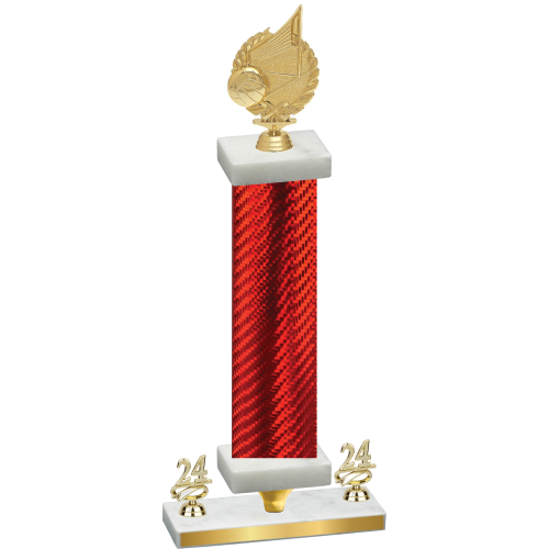 Premium Single Red Carbon Fiber Year Volleyball Trophy