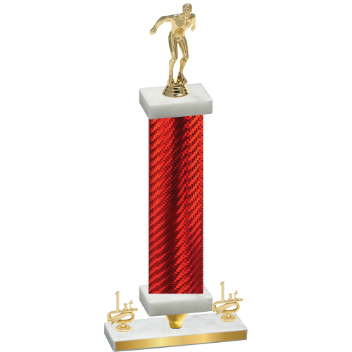 Premium Single Red Carbon Fiber First Place Swimming Trophy