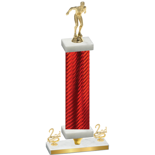 Premium Single Red Carbon Fiber Second Place Swimming Trophy