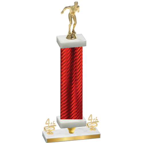 Premium Single Red Carbon Fiber Fourth Place Swimming Trophy