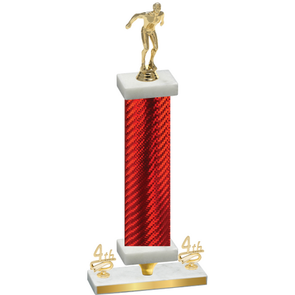 Premium Single Red Carbon Fiber Fourth Place Swimming Trophy