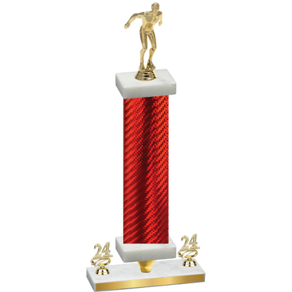 Premium Single Red Carbon Fiber Year Swimming Trophy