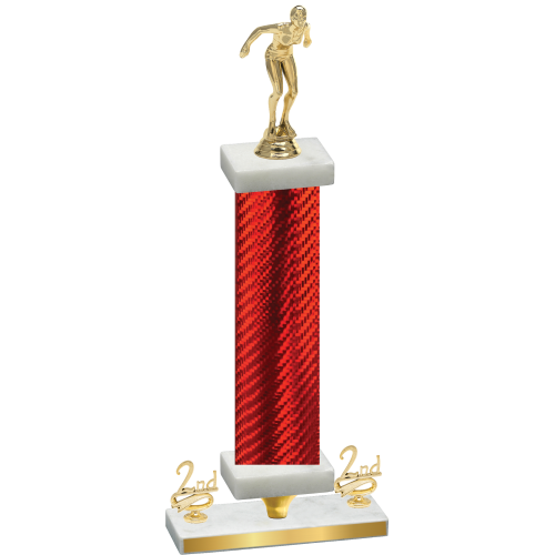 Premium Single Red Carbon Fiber Second Place Tennis Trophy