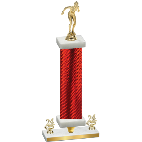 Premium Single Red Carbon Fiber Year Tennis Trophy