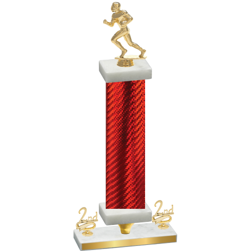 Premium Single Red Carbon Fiber Second Place Football Trophy