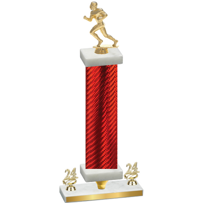 Premium Single Red Carbon Fiber Year Football Trophy