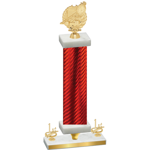 Premium Single Red Carbon Fiber First Place Swimming Trophy