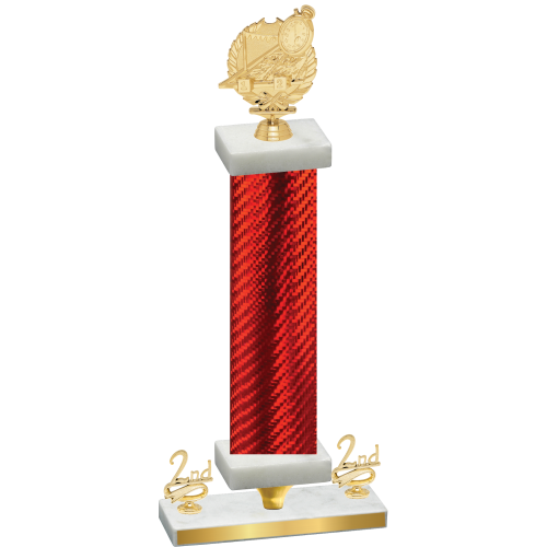 Premium Single Red Carbon Fiber Second Place Swimming Trophy