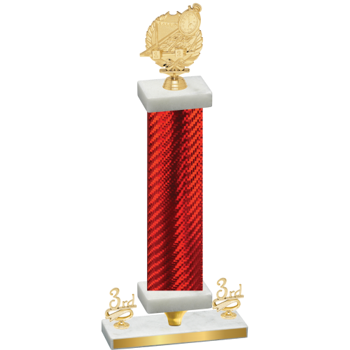 Premium Single Red Carbon Fiber Third Place Swimming Trophy