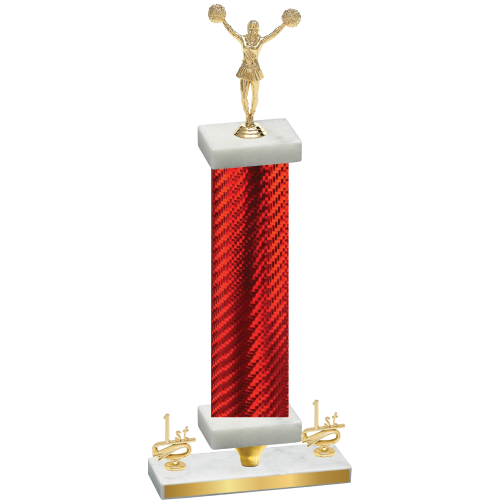 Premium Single Red Carbon Fiber First Place Cheerleading Trophy