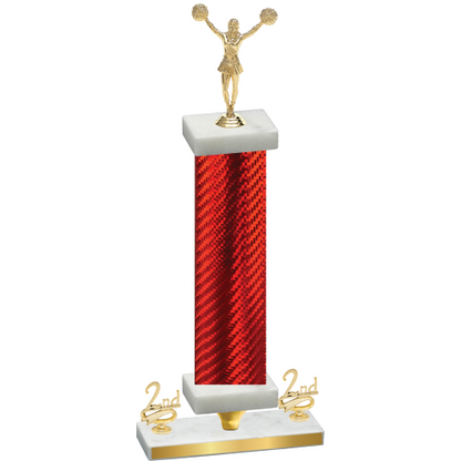 Premium Single Red Carbon Fiber Second Place Cheerleading Trophy