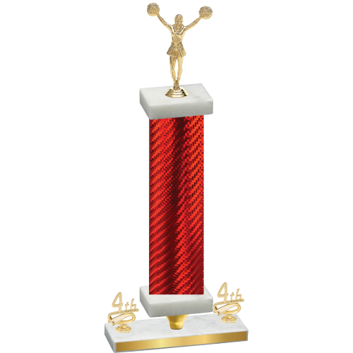 Premium Single Red Carbon Fiber Fourth Place Cheerleading Trophy