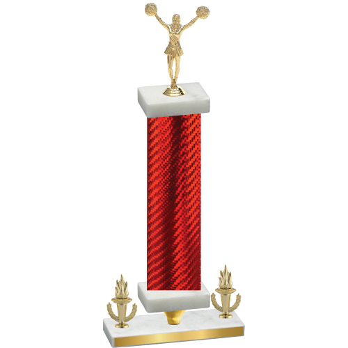 Premium Single Red Carbon Fiber Victory Cheerleading Trophy