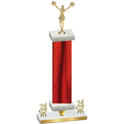 Premium Single Red Carbon Fiber Year Cheerleading Trophy