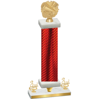 Premium Single Red Carbon Fiber Third Place Cheerleading Trophy