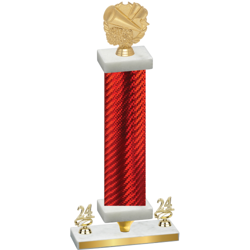 Premium Single Red Carbon Fiber Year Cheerleading Trophy