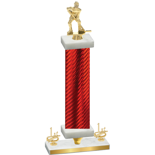 Premium Single Red Carbon Fiber First Place Hockey Trophy