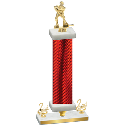 Premium Single Red Carbon Fiber Second Place Hockey Trophy